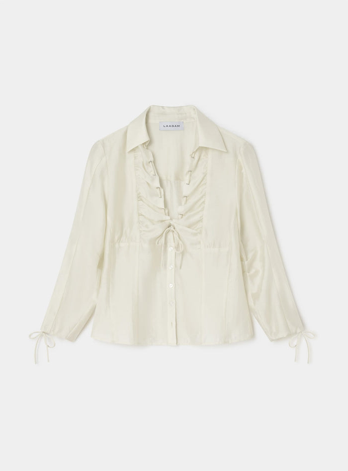 ARWEN ECRU RUCHED BLOUSE