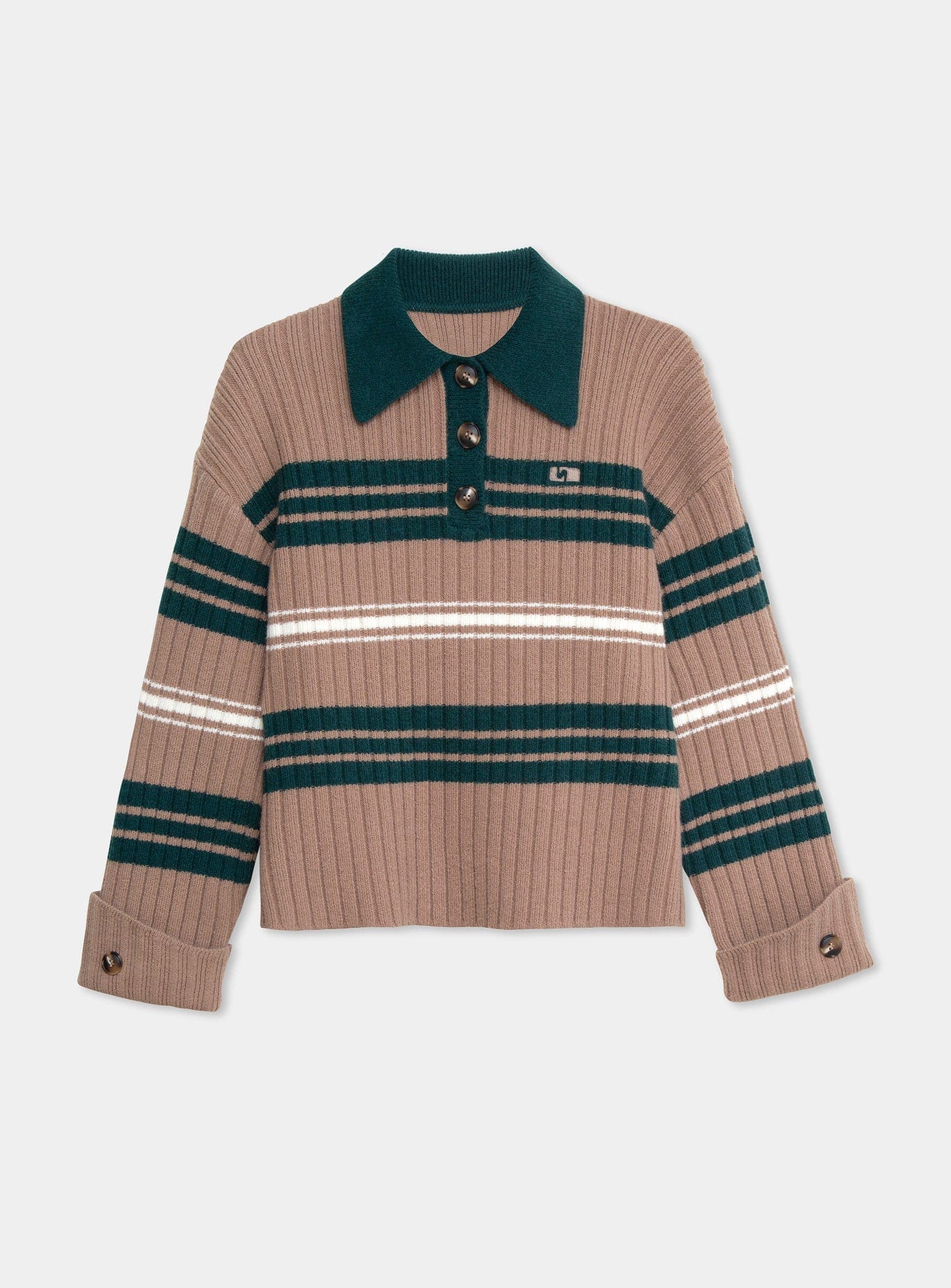 Graz Green Striped Polo Knit | LAAGAM