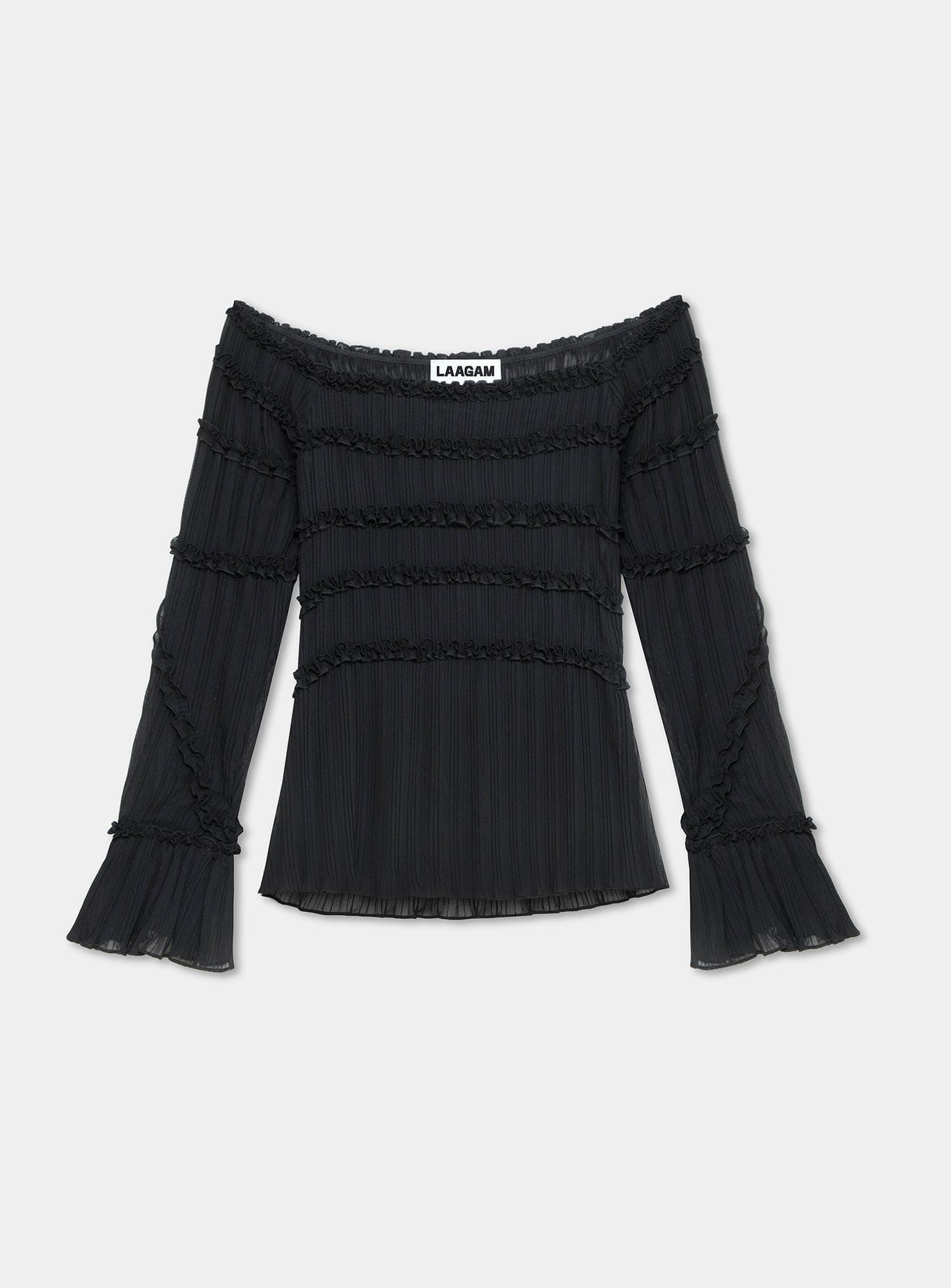 PETRA BLACK TEXTURED BLOUSE
