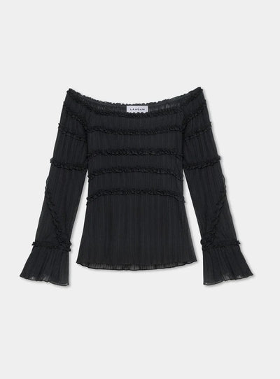 PETRA BLACK TEXTURED BLOUSE