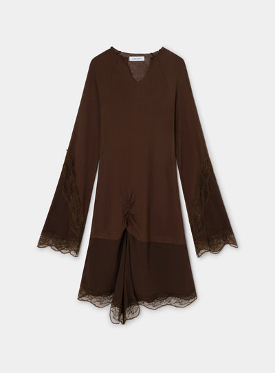SISS BROWN KNIT SHORT DRESS