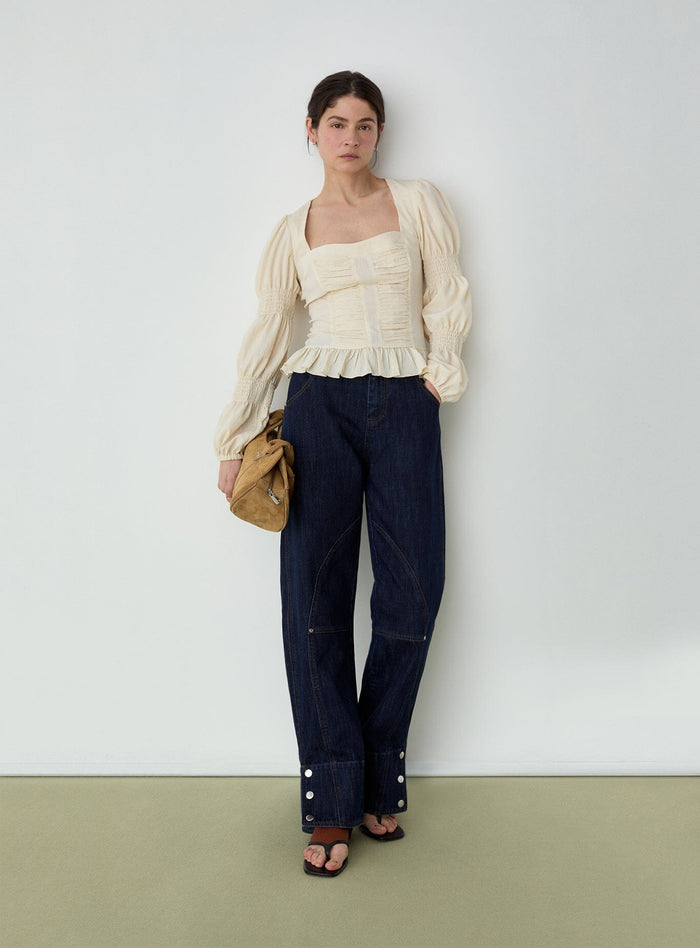 MARY ECRU TEXTURED BLOUSE