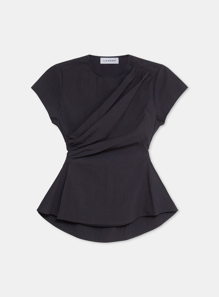 RAVEN BLACK ASYMMETRIC BLOUSE