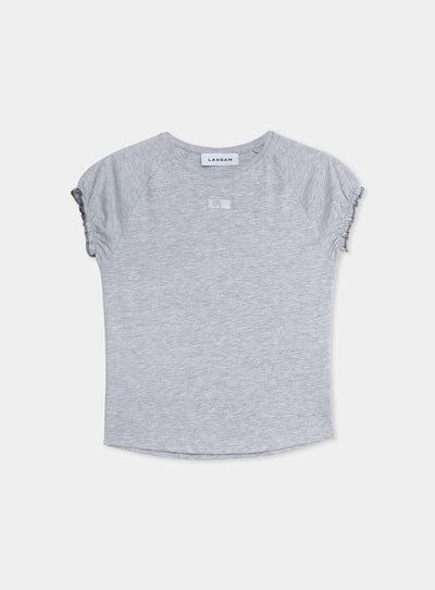 ZAIRA GREY EMBROIDERED LOGO T-SHIRT