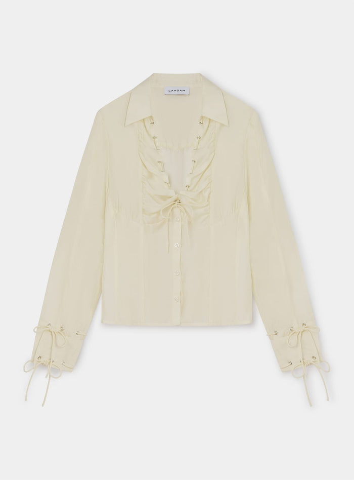 ARWEN ECRU RUCHED BLOUSE