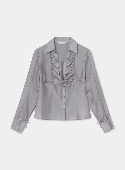 ARWEN GREY RUCHED BLOUSE