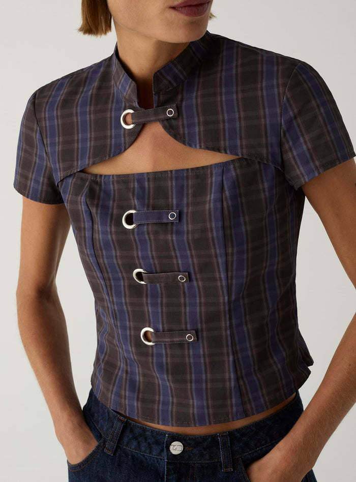 AZURA BROWN SQUARED TOP