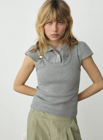 ERYA GREY POLO T-SHIRT