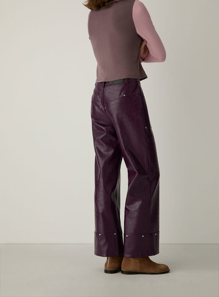 ELWYN BURGUNDY TEXTURED PANTS