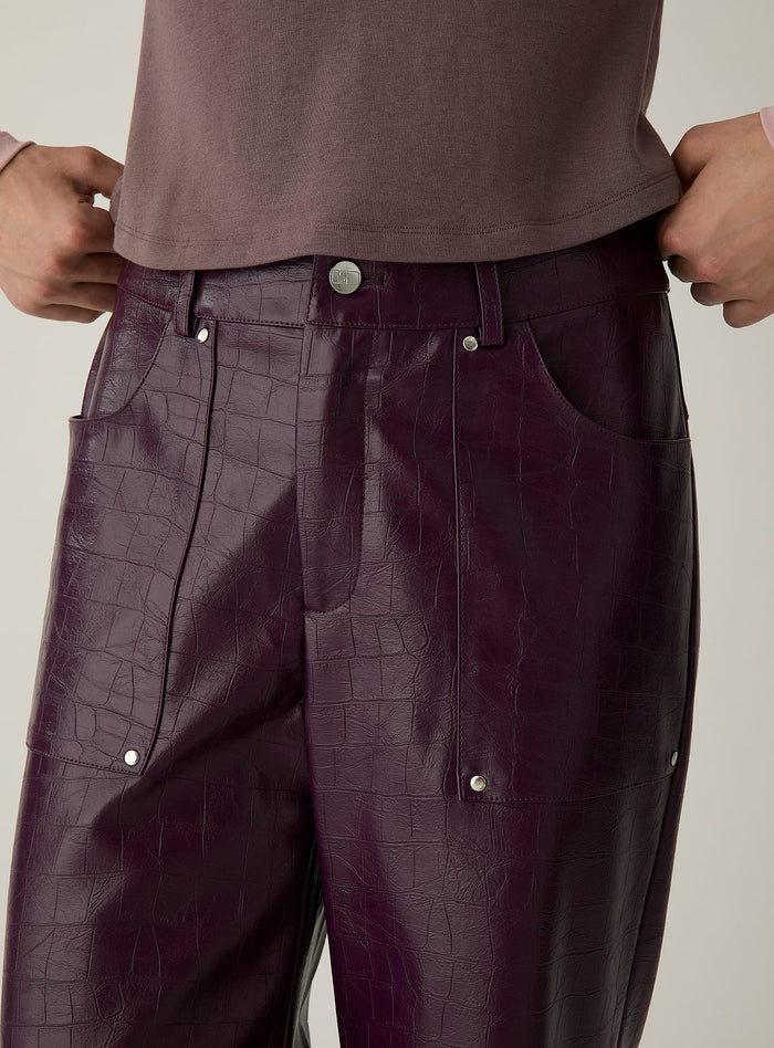 ELWYN BURGUNDY TEXTURED PANTS