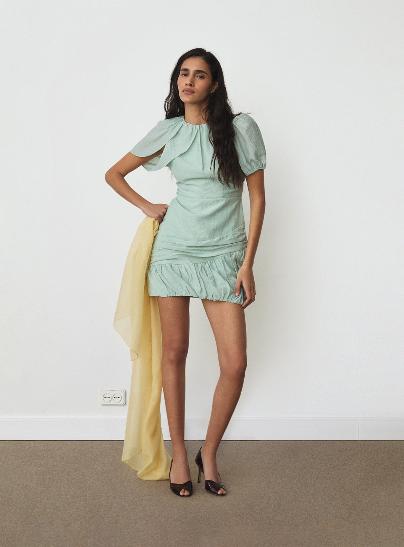 slim fit dress slacks Laagam Green Mini Dress – Pineloue main image 1