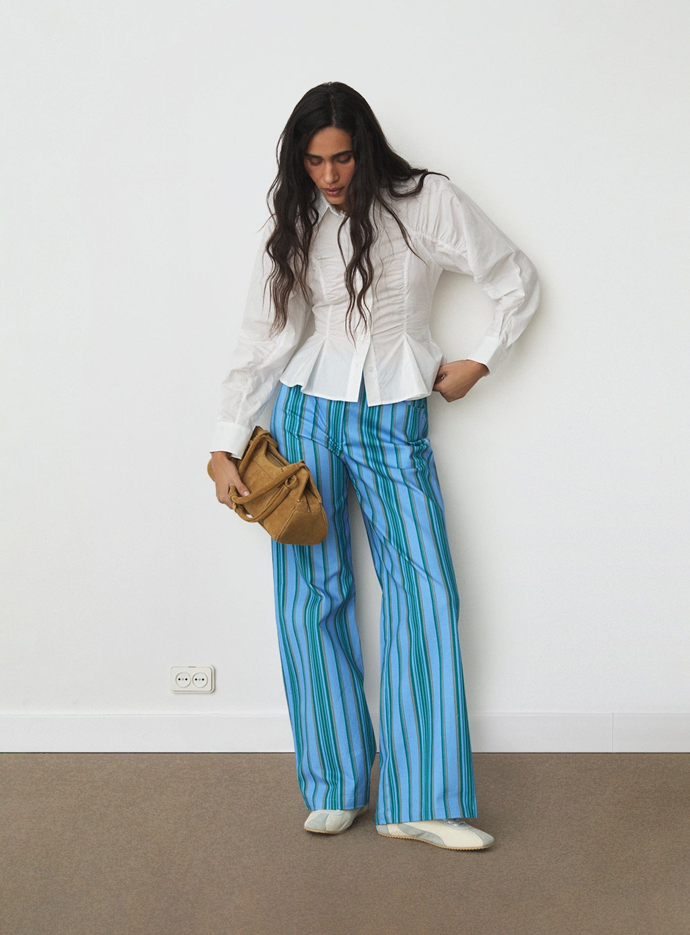 LEROY BLUE STRIPED TWILL PANTS