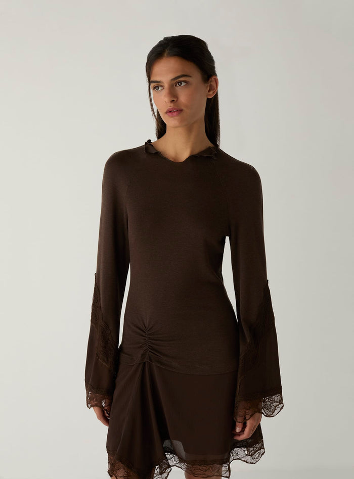 SISS BROWN KNIT SHORT DRESS