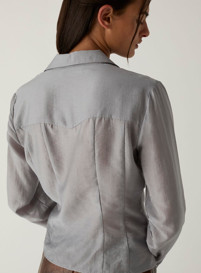 ARWEN GREY RUCHED BLOUSE