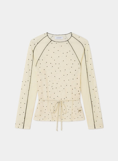 HARPER ECRU POLKA DOT LONG SLEEVE T-SHIRT