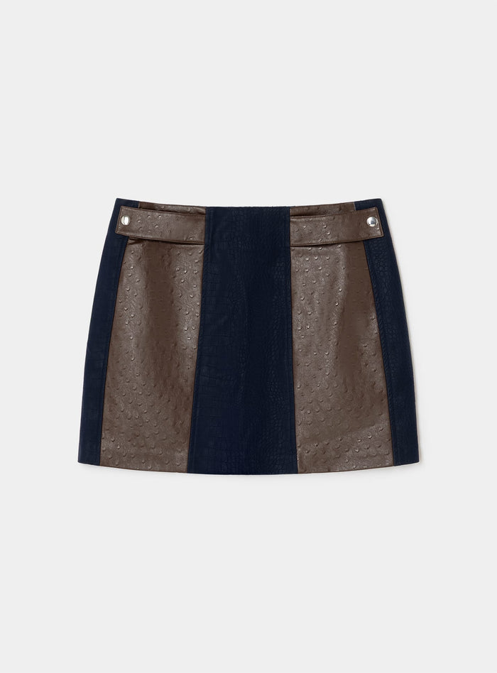 LIOR NAVY BLUE TEXTURED SHORT SKIRT