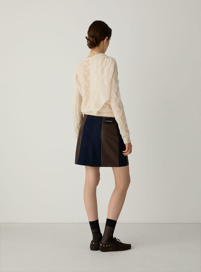 LIOR NAVY BLUE TEXTURED SHORT SKIRT