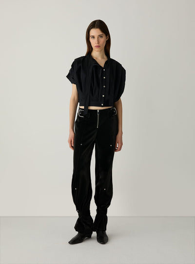 KAORI BLACK TEXTURED PANTS
