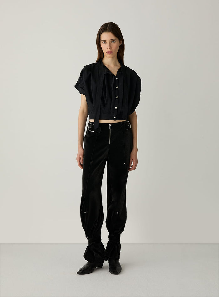 KAORI BLACK TEXTURED PANTS