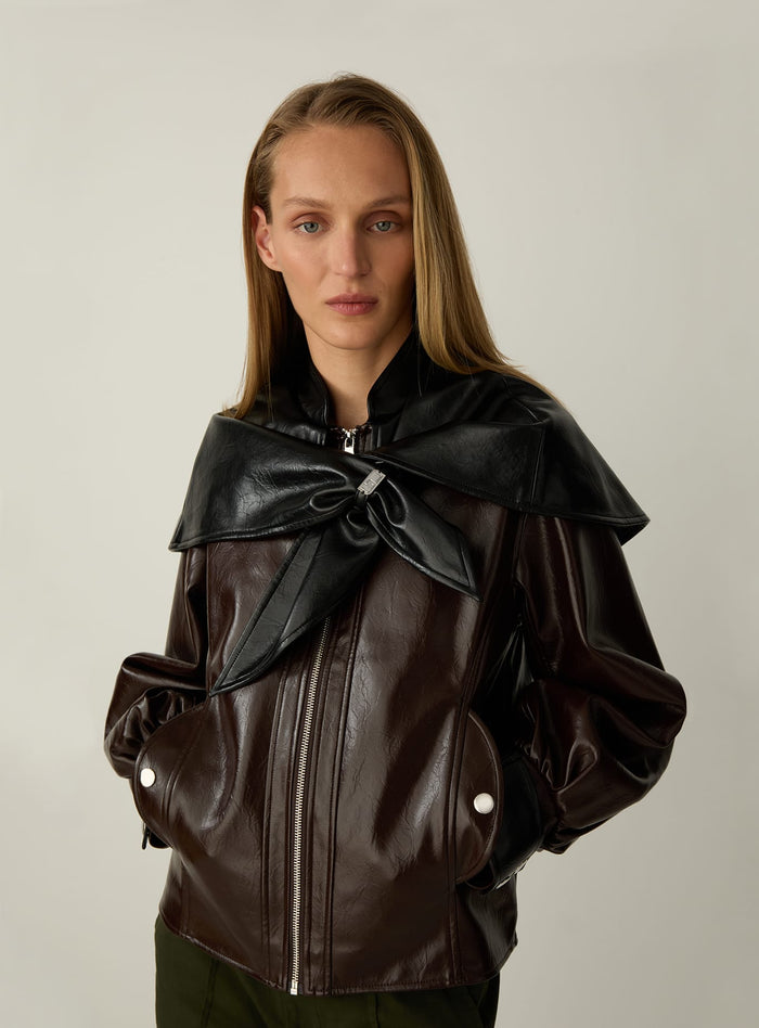 NOOR BROWN BOMBER JACKET