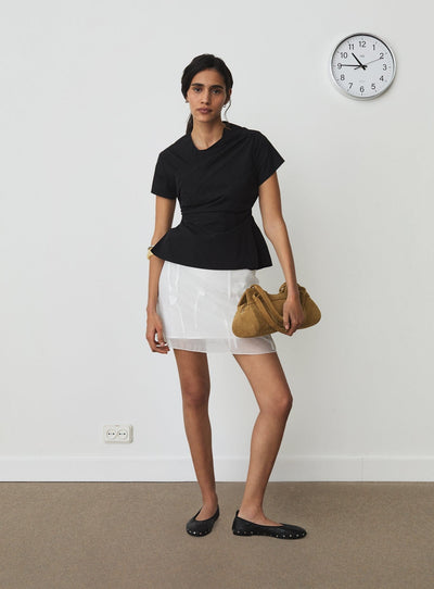 RAVEN BLACK ASYMMETRIC BLOUSE