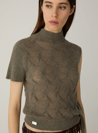 RAYE TAUPE TEXTURED KNIT TOP