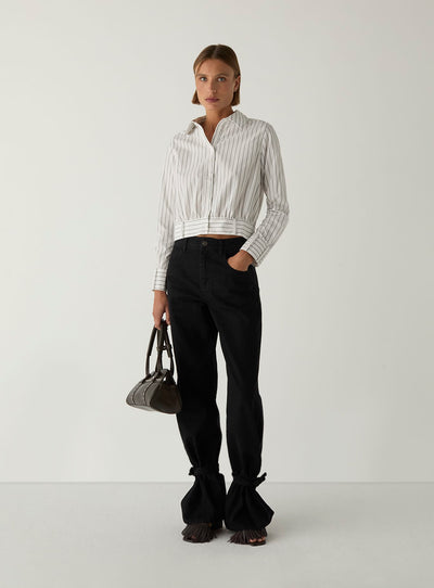 RYKA WHITE STRIPED SHIRT