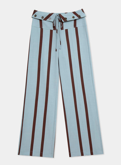 TASHI TURQUOISE STRIPED FLOW PANTS