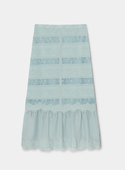 VALENTINA BLUE LACE MIDI SKIRT