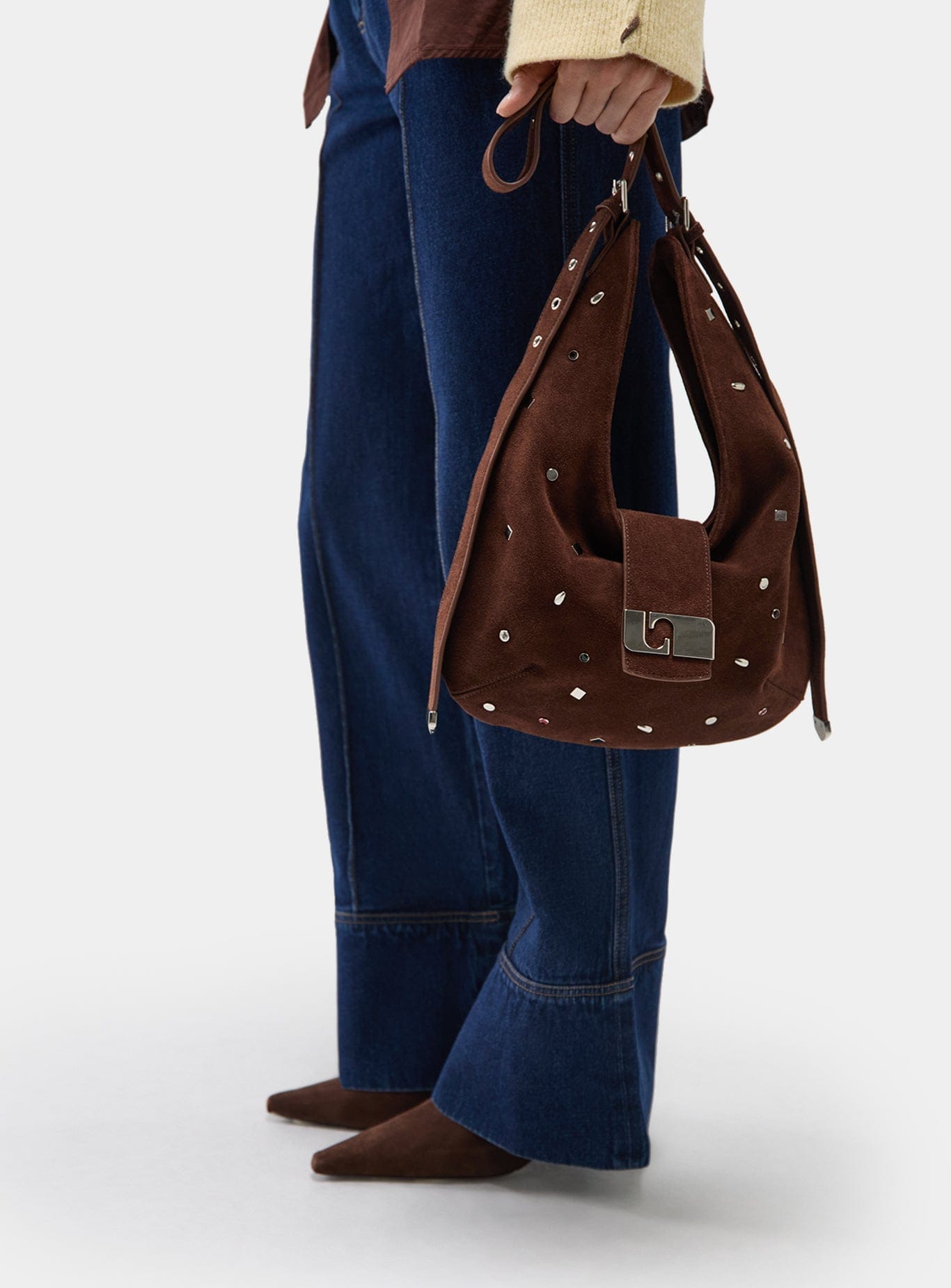 VIXEN BROWN SUEDE STUDS BAG