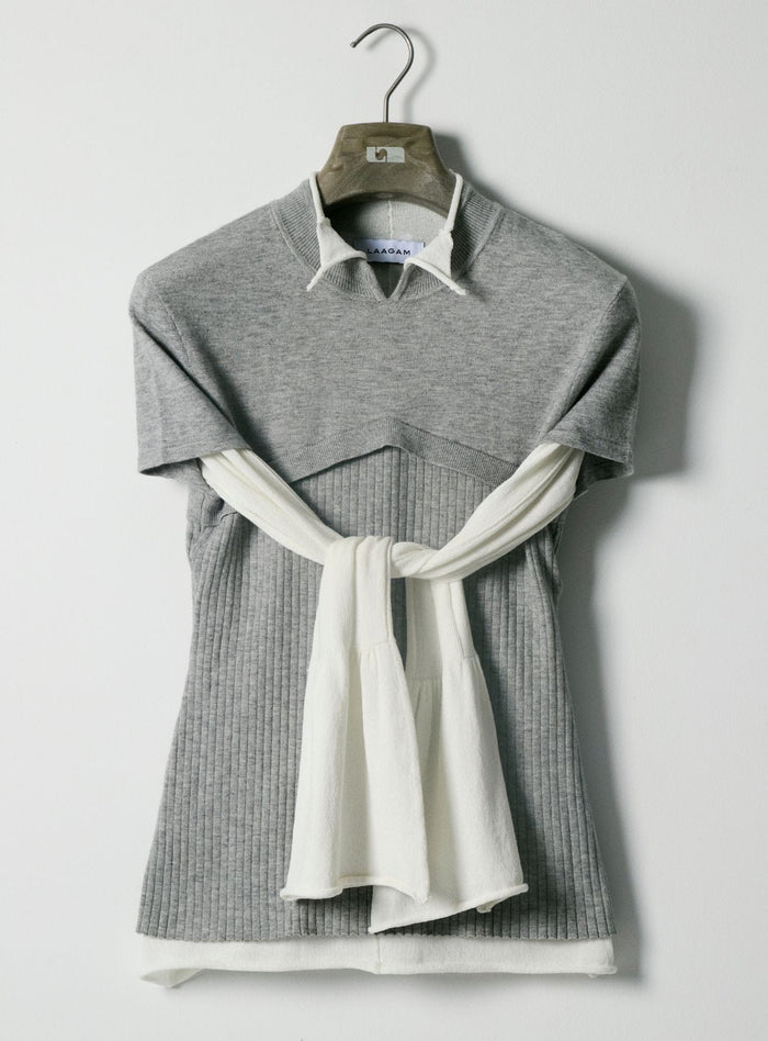 AUSTIN GREY SHORTSLEEVE KNITTED TOP