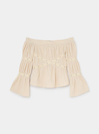ADDISON ECRU RUCHED BLOUSE