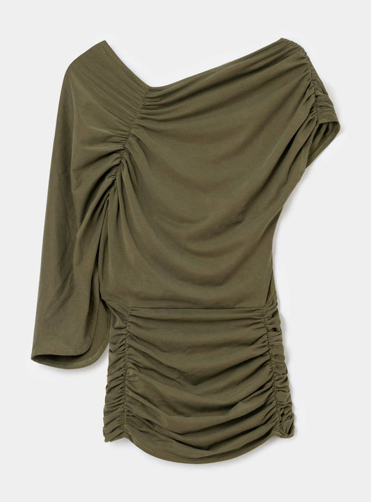 AERIS KHAKI DRAPED TOP