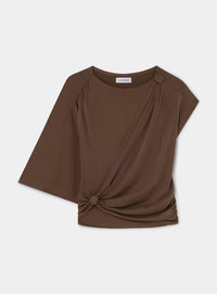 ALF BROWN ASYMMETRIC DRAPED TOP