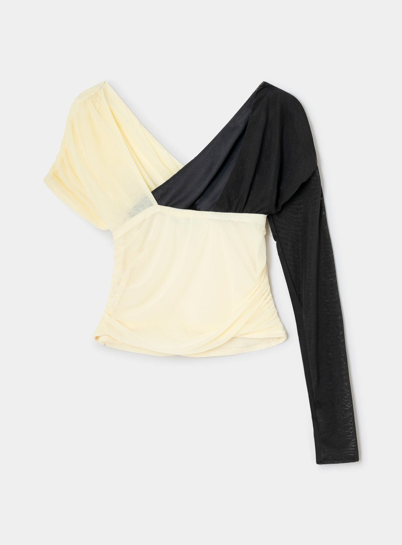 AQUARIUM BLACK & ECRU DRAPED TOP