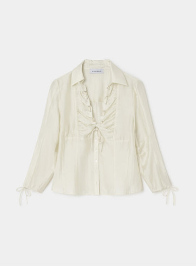 ARWEN ECRU RUCHED BLOUSE