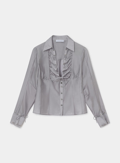ARWEN GREY RUCHED BLOUSE