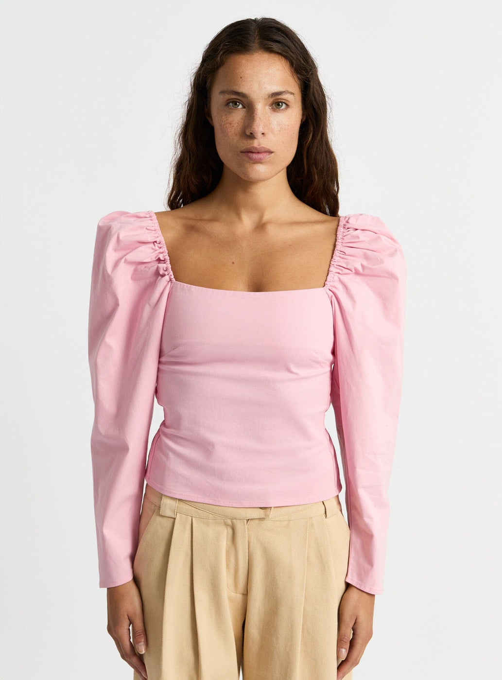 BRIGITTE PINK PUFF SLEEVE BLOUSE