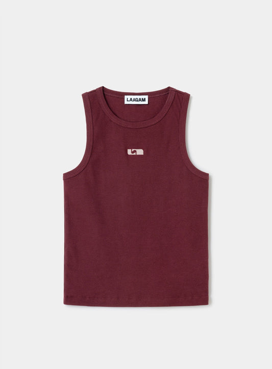 BURGUNDY EMBROIDERED LOGO TANK TOP