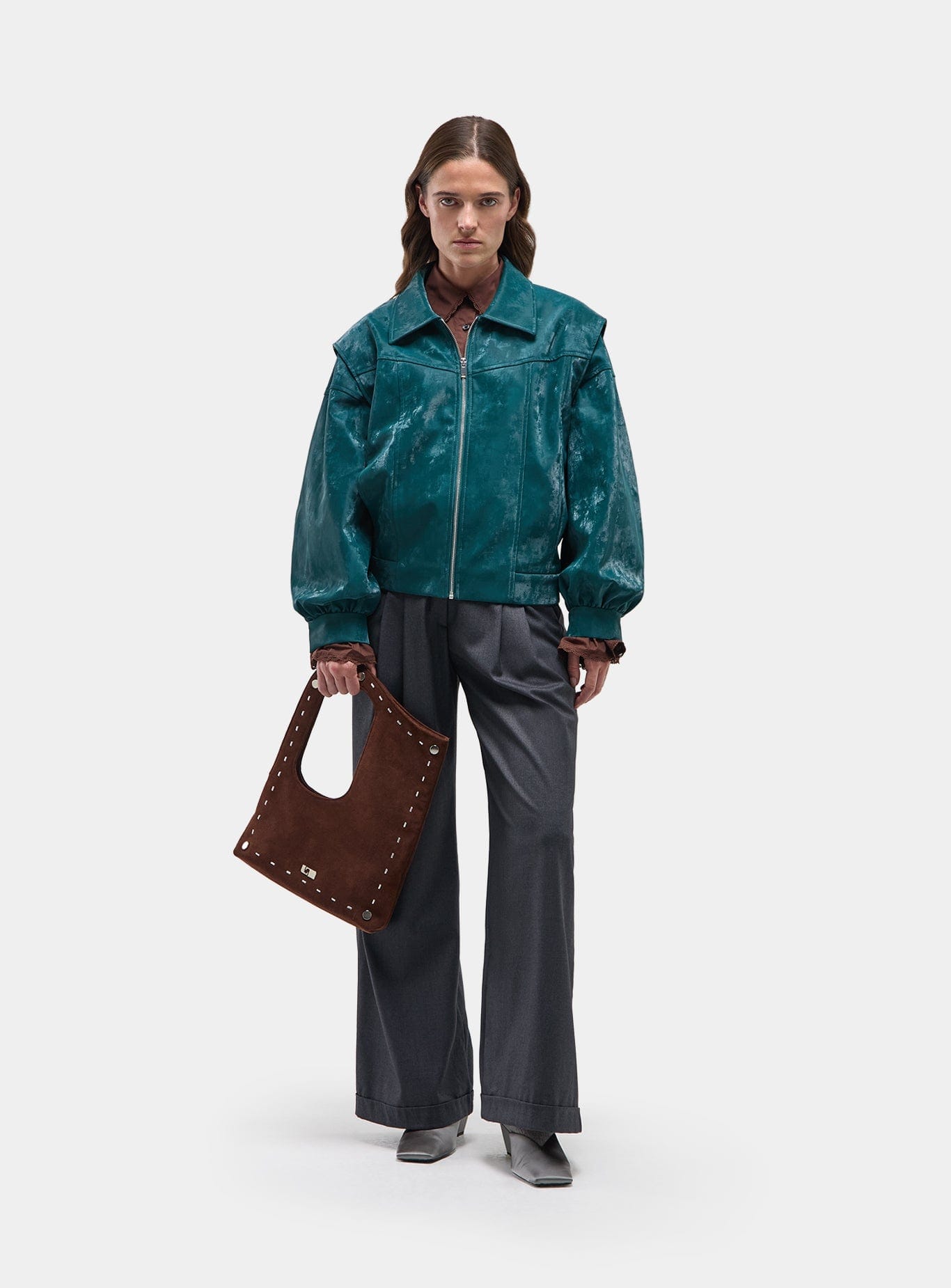 CUPIDO TEAL GREEN BOMBER JACKET