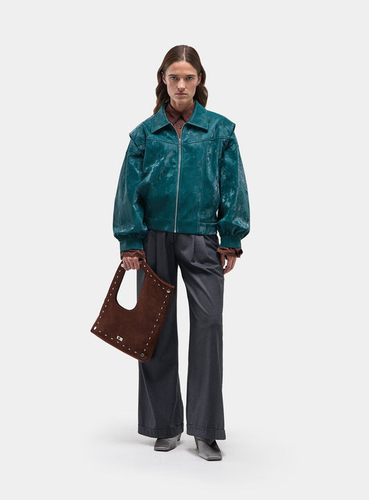 CUPIDO TEAL GREEN BOMBER JACKET