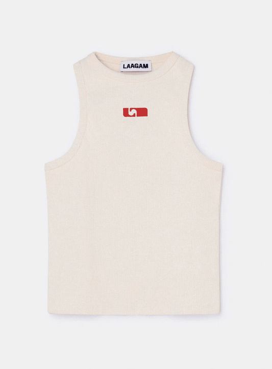 ECRU EMBROIDERED LOGO TANK TOP