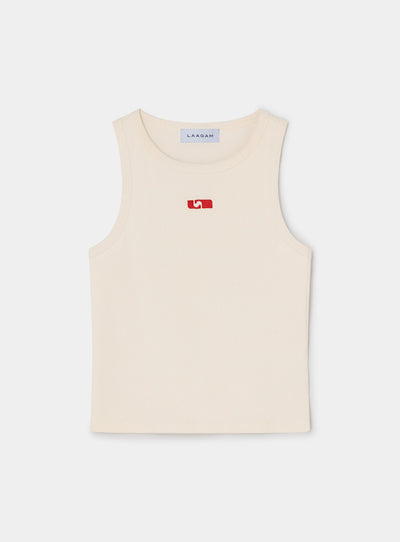ECRU EMBROIDERED LOGO TANK TOP