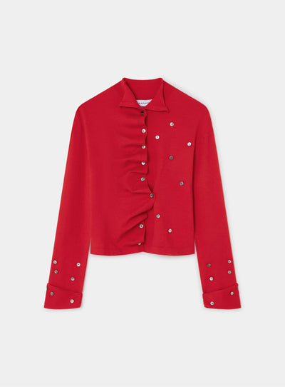 FIA RED BUTTONED CARDIGAN