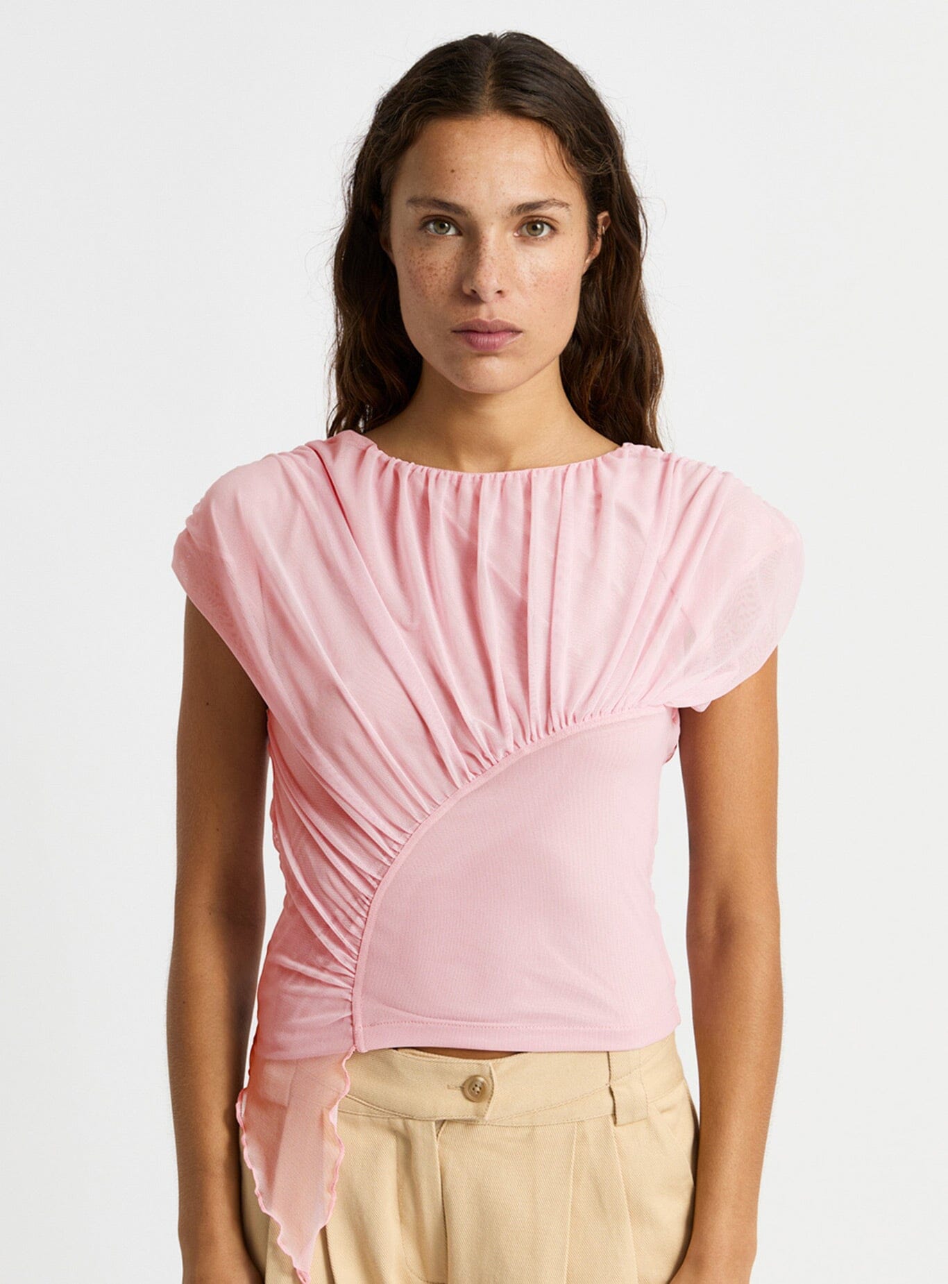 GEMINI PINK DRAPED TOP