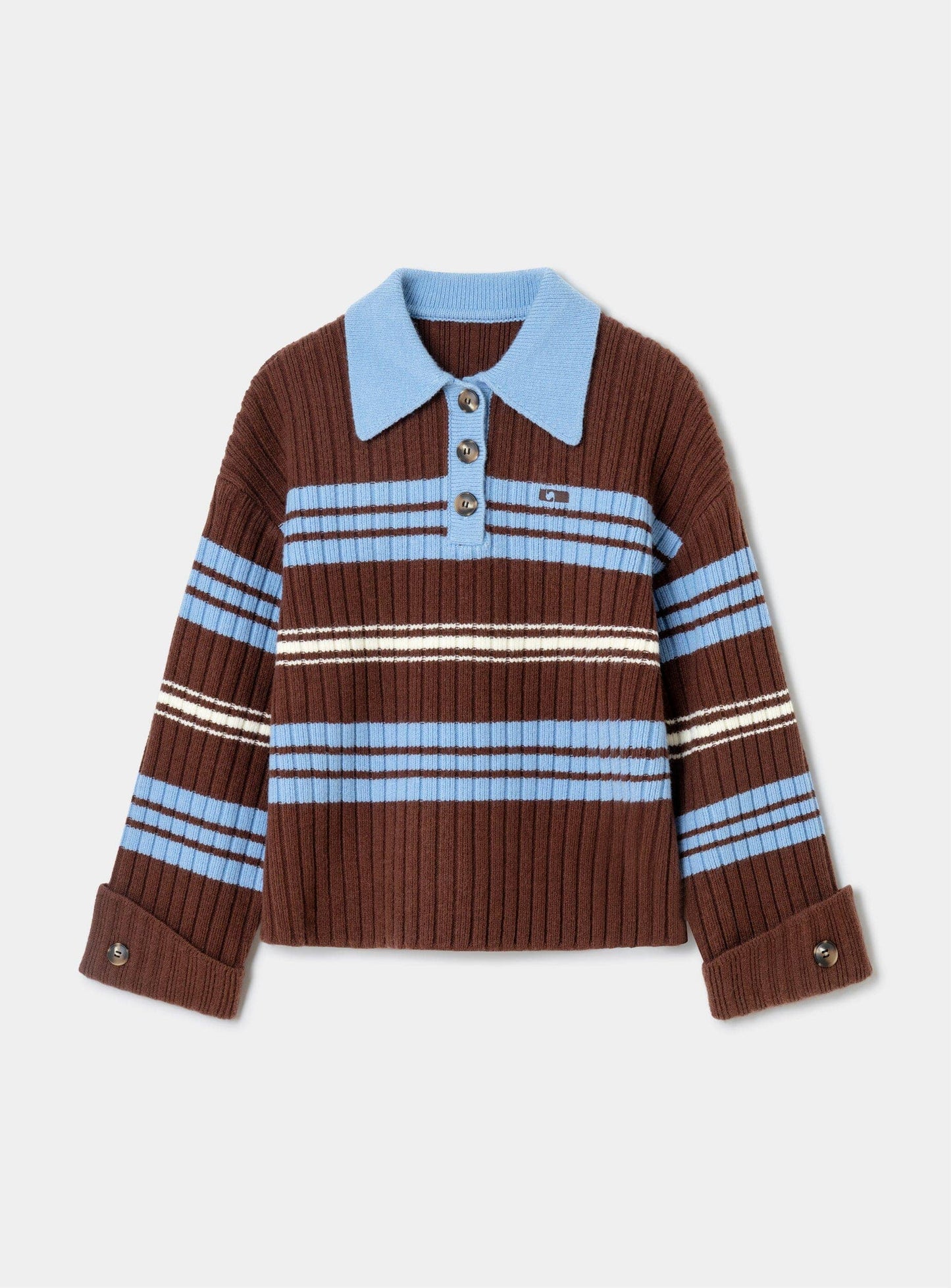 GRAZ BROWN STRIPED POLO KNIT