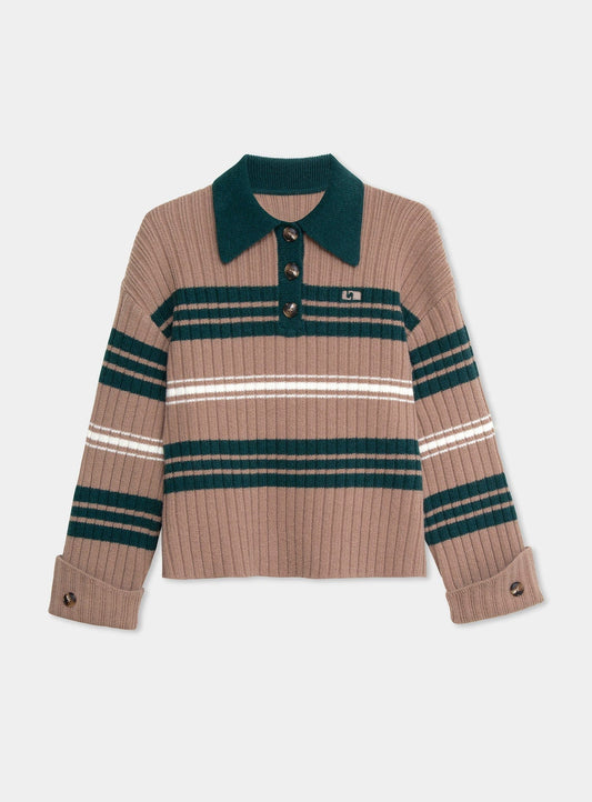 GRAZ GREEN STRIPED POLO KNIT