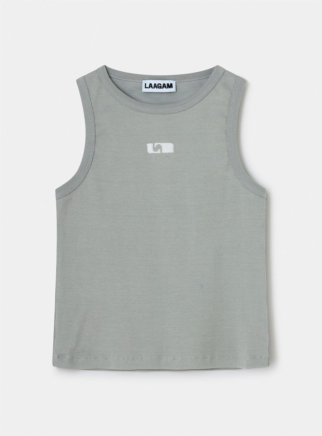 GREY EMBROIDERED LOGO TANK TOP