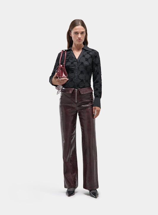 HORUS BURGUNDY TEXTURED PANTS