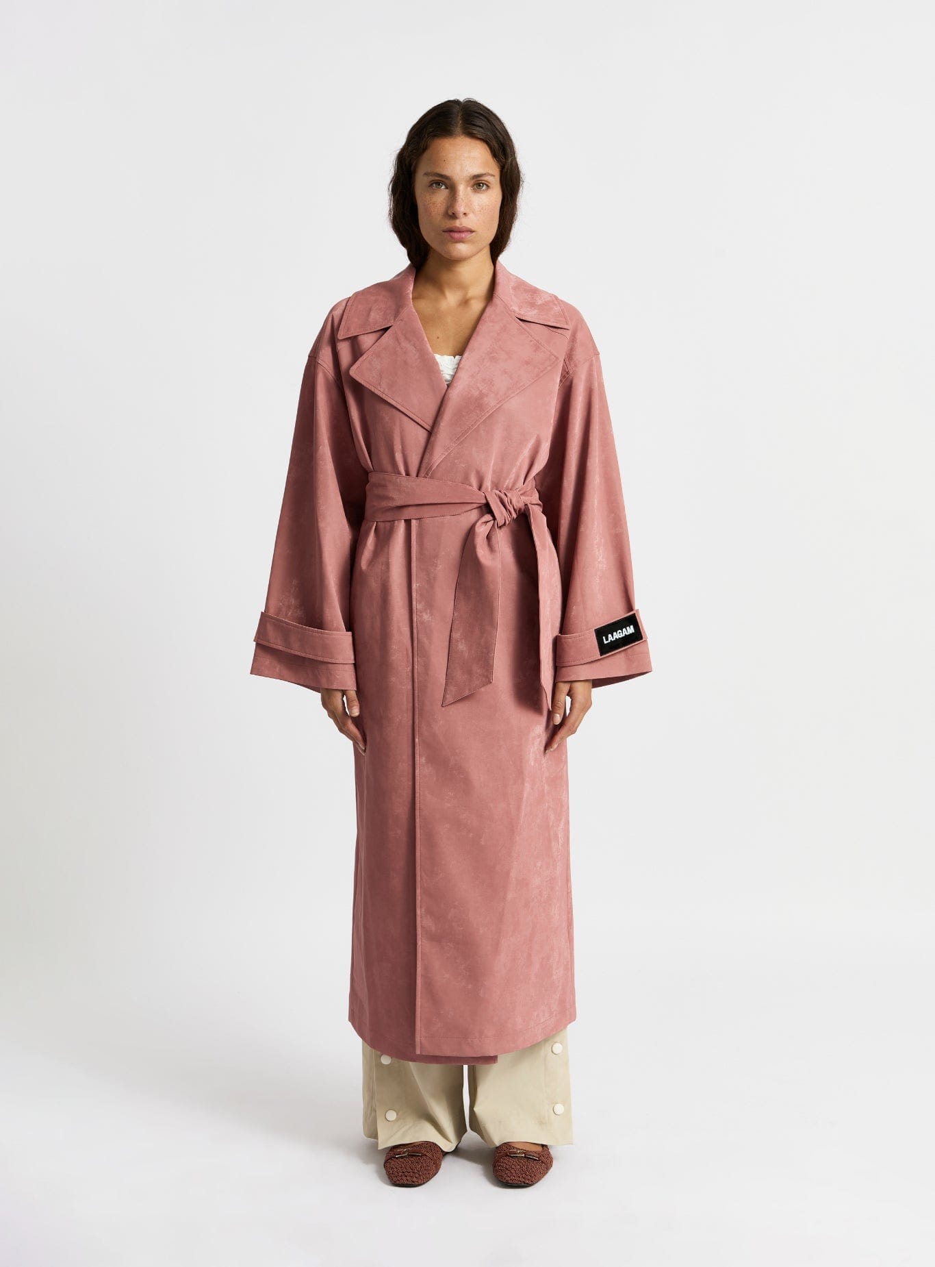 LONDRES PINK TEXTURED TRENCH